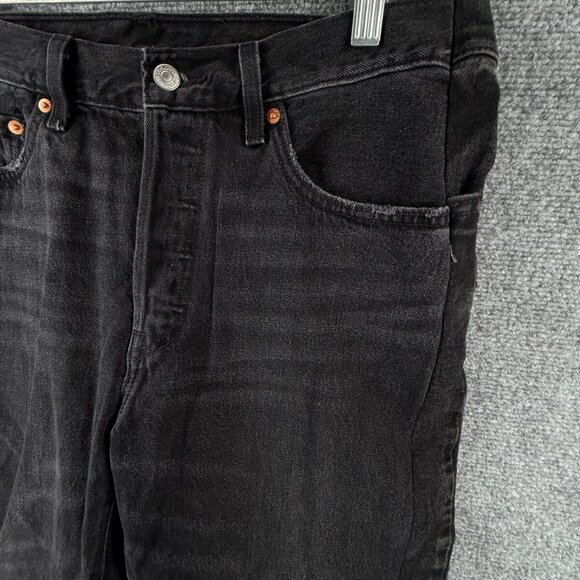 Levis Premium 501 Jeans Black Embellished Studded Denim Charcoal Wash 32x26 - Picture 3 of 16